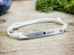 R. M. ékszer Szeretet egyedi lapbetétes fehér microcord karkötő (17949RM)