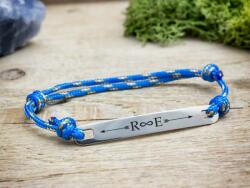 R. M. ékszer Egyetlen egyedi lapbetétes kék mintás microcord karkötő (17989RM)