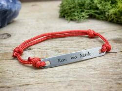 R. M. ékszer Mindig egyedi lapbetétes vörös microcord karkötő (18027RM)