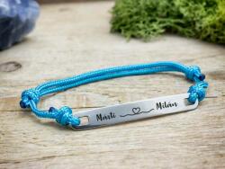 R. M. ékszer Ígéret egyedi lapbetétes kék microcord karkötő (18011RM)
