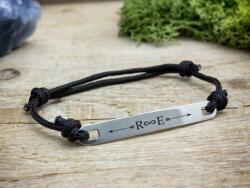 R. M. ékszer Egyetlen egyedi lapbetétes fekete microcord karkötő (17983RM)