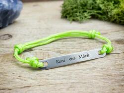 R. M. ékszer Mindig egyedi lapbetétes zöld microcord karkötő (18041RM)