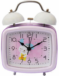 Pufo Ceas de masa desteptator pentru copii Pufo Joy, cu buton de iluminare cadran, 16 cm, model Happy Bunny, patrat