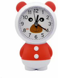 Pufo Ceas de masa desteptator pentru copii Pufo, model Ursuletul Zambarici, 16 cm, alb/rosu