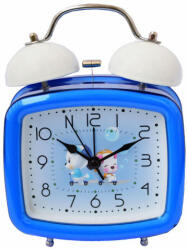Pufo Ceas de masa desteptator pentru copii Pufo Joy, cu buton de iluminare cadran, 16 cm, model You&Me, albastru inchis