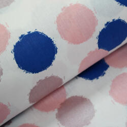 Decotex Style Ranforce alb cu buline albastre roz roz praf