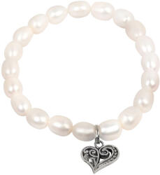 JwL Luxury Pearls Brățară fină din perle reale cu inima metalică JL0417