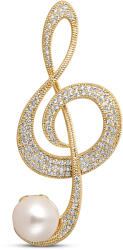JwL Luxury Pearls Broșă strălucitoare cu perlă Cheie Sol 2in1 JL0702