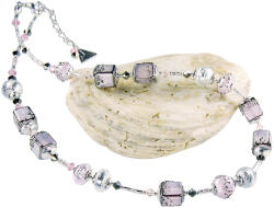 Lampglas Romantic colier Delicate Pink cu argint pur din perle Lampglas NCU40