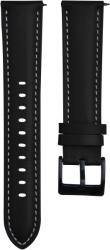 4wrist Curea din piele cu cusături - Neagră 22 mm