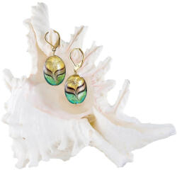 Lampglas Cercei originali Green Sea World din perle Lampglas cu aur de 24 de carate EP26