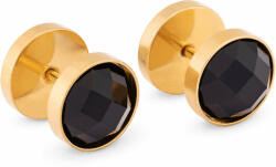 Troli Cercei placați cu aur cu cristale negre KS-139