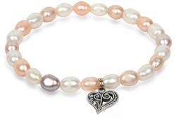 JwL Luxury Pearls Brățară fină din perle reale cu inimă metalică JL0293