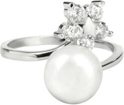 JwL Luxury Pearls Inel din argint cu perla naturală și cristale transparente JL0322