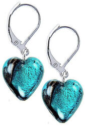 Lampglas Cercei excepționaliTurquoise Heart cu argint pur în perle Lampglas ELH5