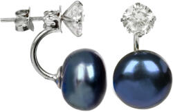 JwL Luxury Pearls Cercei două fețe din argint cu perlă reală culoare albastră și cristal JL0225
