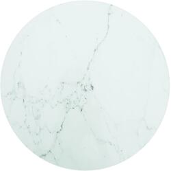 vidaXL Blat masă, alb, Ø40x0, 8 cm, sticlă securizată, design marmură (322246)