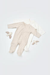 BabyCosy Set 2 salopetele cu maneca lunga si pantaloni lungi cu botosei - 100%bumbac organic - Crem cu buline, BabyCosy (BC-CSY5818)