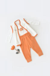 BabyCosy Set 3 piese Broscuta cu body, pantalonasi si vestuta din 80%bumbac organic si 20% poliester - Portocaliu, BabyCosy (BC-CSYK6025)