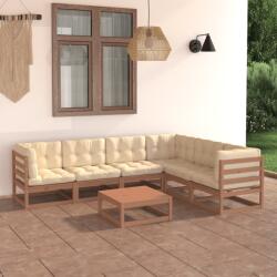 vidaXL Set mobilier grădină perne, 7 piese, maro miere lemn masiv pin (3076792) - vidaxl