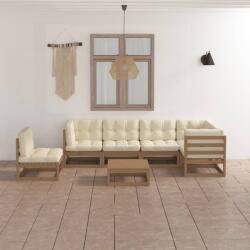 vidaXL Set mobilier de grădină cu perne, 7 piese, lemn masiv de pin (3076642) - vidaxl