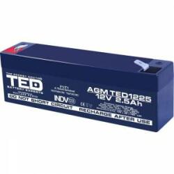 Ted Electric Baterie plumb TED-1225; 12V / 2.5Ah AGM 177/35/62 mm