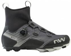 NorthWave Celsius XC GTX kerékpáros téli cipő, MTB, SPD, fekete-szürke-reflex csíkos, 42-es