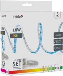 Avide LED Szalag Bliszter 12V 16W RGB 5m Zene vezérlés + IR távirányító (ALSB5050RGBMU40-5M)