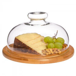 TrendglasJENA Sajtharang üveg ételbúra bambusz alátéttel, átmérő 21cm
