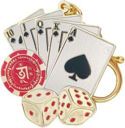  Breloc Chintă royală cu mantra de bogăție, amuletă pentru noroc și câștiguri, metal alb 10.5 cm