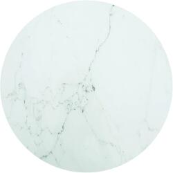 vidaXL Blat masă, alb, Ø70x0, 8 cm, sticlă securizată, design marmură (322249)