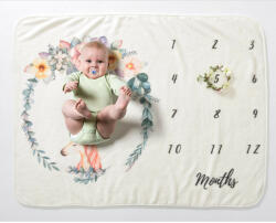 drool Paturica Milestone plusata pentru fotografii memorabile Unicorn Lenjerii de pat bebelusi‎, patura bebelusi