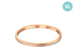 Silver Style Solid placat cu aur brățară din oțel cu zirconii roz, Design XL
