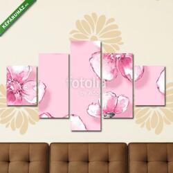 Többrészes Vászonkép, Premium Kollekció: Floral seamless pattern 12. Watercolor background with pink flow(135x70 cm, S01)