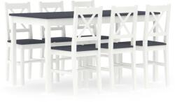 vidaXL Set mobilier de bucătărie, 7 piese, alb și gri, lemn de pin (283376)