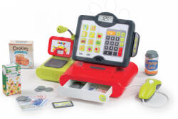 Smoby Casă de marcat electronică Merchande Smoby cu cântar display touchscreen, cititor cod de bare şi 25 accesorii roşie (SM350103W)