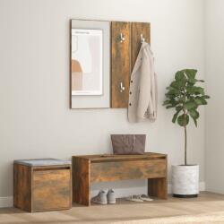 vidaXL Set de mobilier pentru hol, stejar fumuriu, lemn prelucrat (3120194) - vidaxl Garderoba