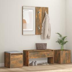 vidaXL Set de mobilier pentru hol, stejar fumuriu, lemn prelucrat (3120200) - vidaxl
