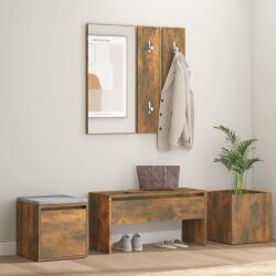 vidaXL Set de mobilier pentru hol, stejar fumuriu, lemn prelucrat (3120200) Garderoba