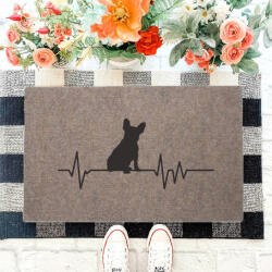  EKG" Francia bulldog kutyás lábtörlő barna háttérrel (60 x 40 x 0, 2 cm)