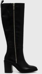 Tommy Hilfiger ghete de piele Zip High Heel Longboot femei, culoarea negru, cu toc drept 9BYY-OBD0J1_99X