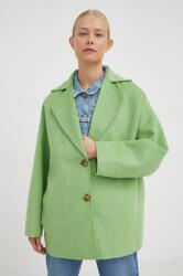 American Vintage palton de lana culoarea verde, de tranzitie, oversize 99KK-KPD021_70X