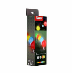 Xanlite France Set 5 becuri LED Xanlite montura E27 G45, multicolore, pentru ghirlande exterior