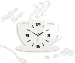 Ceas de perete modern COFFE TIME 3D WHITE NH045-white (HMCNH045-white)