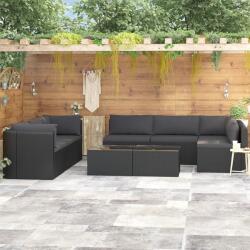 vidaXL Set mobilier de grădină cu perne, 9 piese, negru, poliratan (46551)