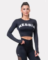 NEBBIA Sporty HERO crop top hosszúújjú 585 - Black (M) - NEBBIA