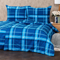 4Home Lenjerie de pat din flanelă 4Home Blue plaid, 220 x 200 cm, 2 buc. 70 x 90 cm