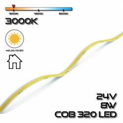 PannonLED COB LEDSZALAG 320 led/m IP20 24V, 8W/m 760lm, 2800-3200K meleg fehér 75230 (75230)