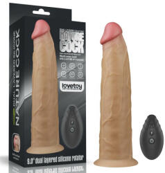 Lovetoy Nature Cock - 9.0'' Dual Layered Platinum Silicone Rotator light