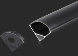 V-TAC fekete színű alumínium LED szalag sarokprofil fedlappal 2m - SKU 2874 (2874)